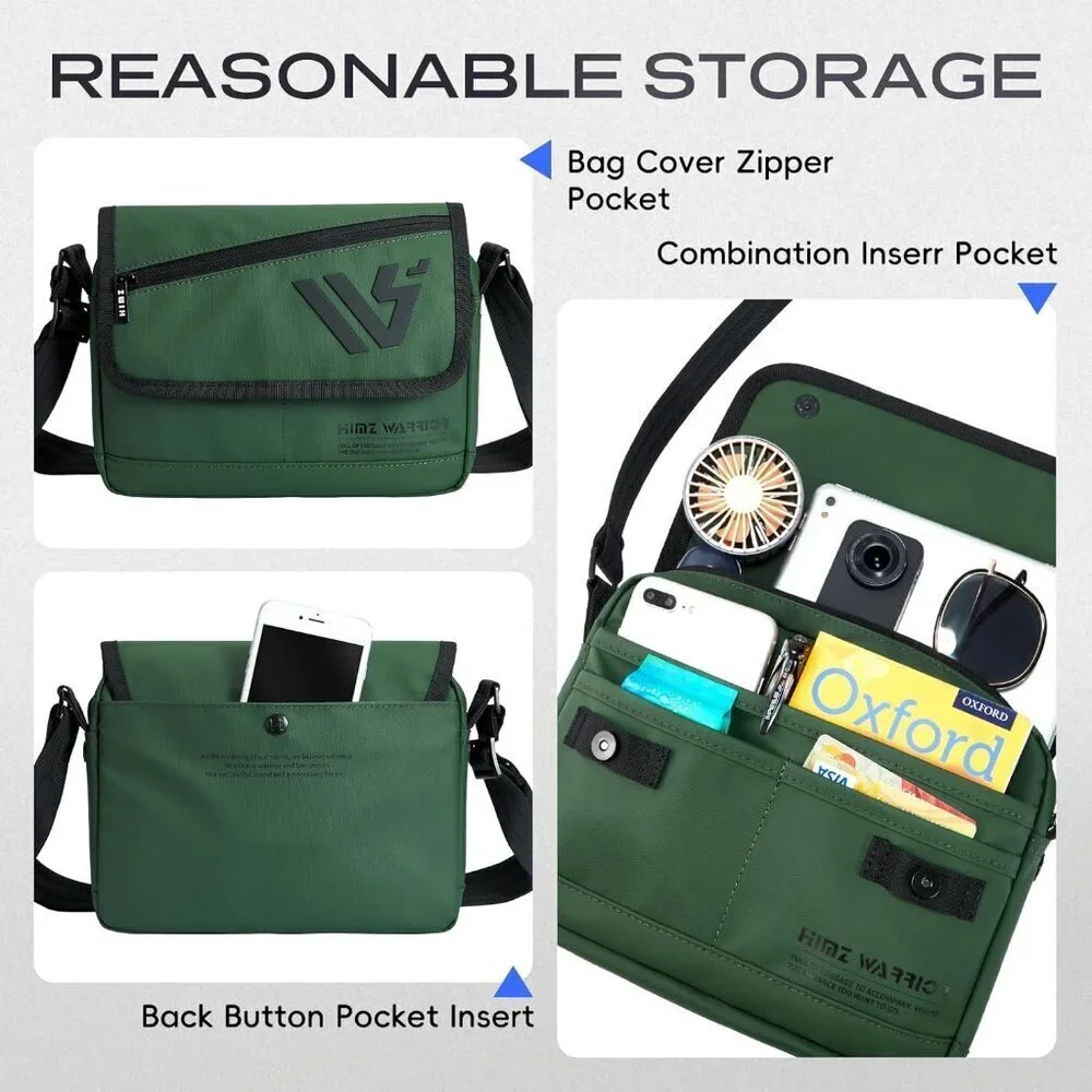 Unisex Water-Resistant Crossbody Bag Minimalist Shoulder Bag with Pockets